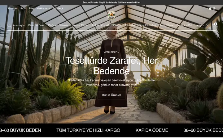 Butik Çadırı Shopify mağazası ana sayfa ekran görüntüsü
