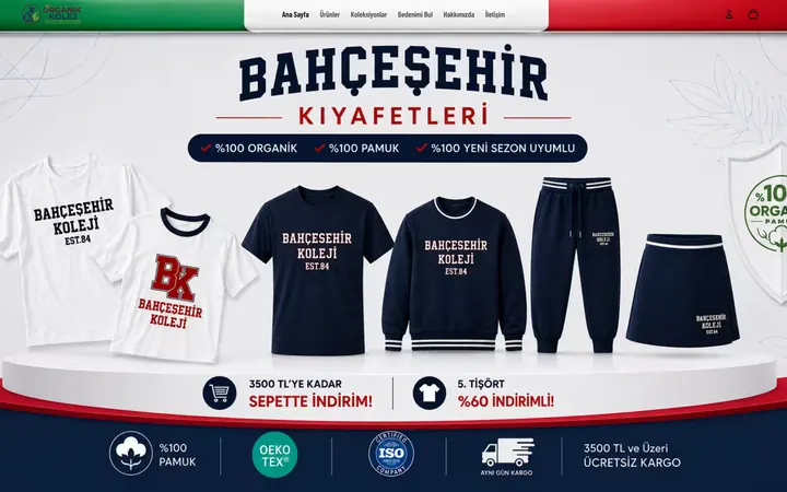 Organik Kolej Shopify mağazası ana sayfa ekran görüntüsü