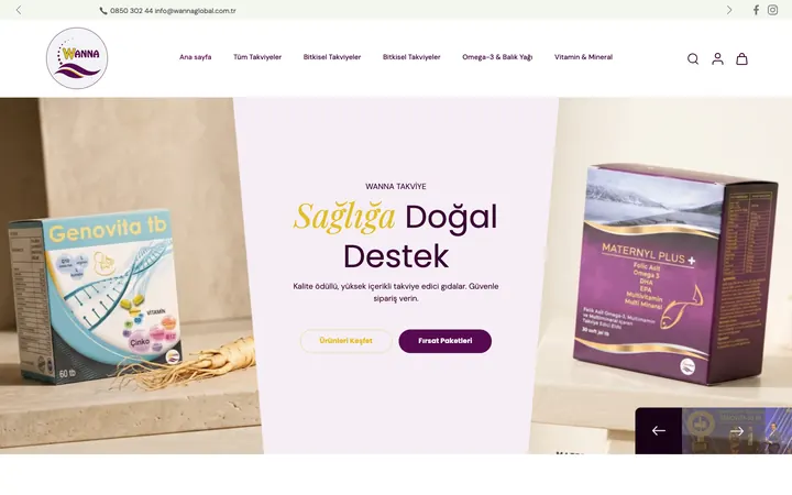 WANNA Global Shopify mağazası ana sayfa ekran görüntüsü