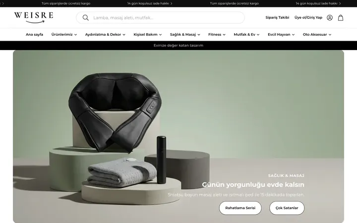 WEISRE Shopify store homepage
