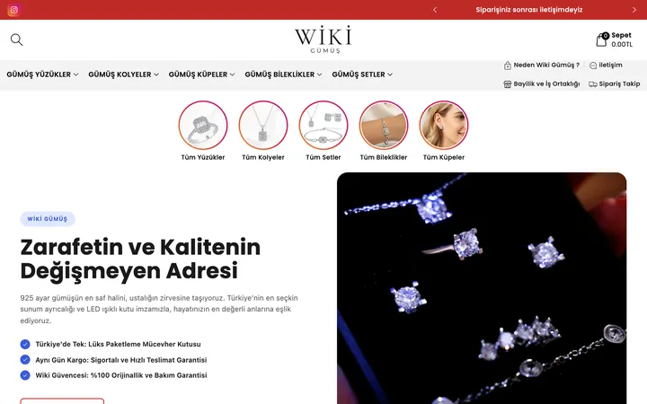 Wiki Gümüş Shopify store homepage