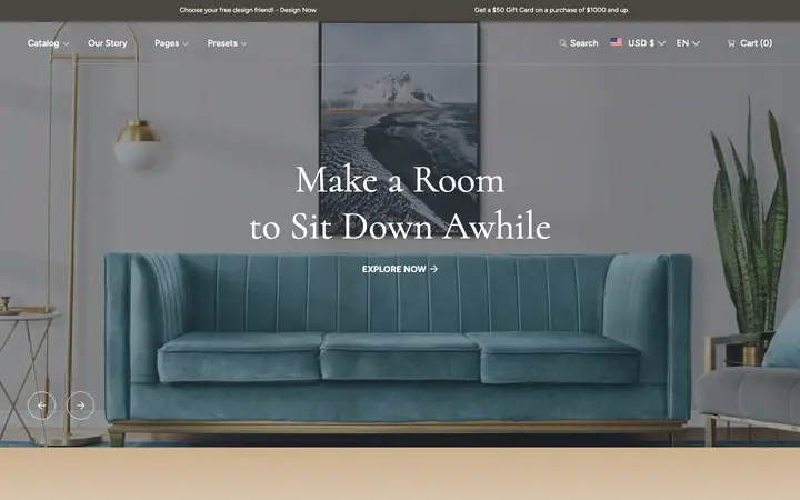 Abode Shopify teması demo mağaza görünümü
