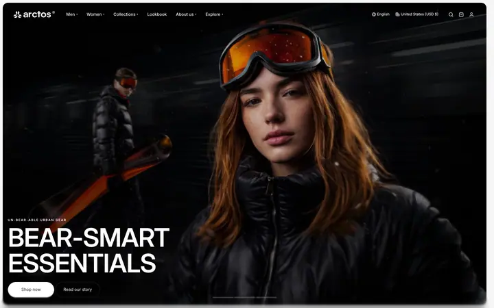 Arctos Shopify teması demo mağaza görünümü