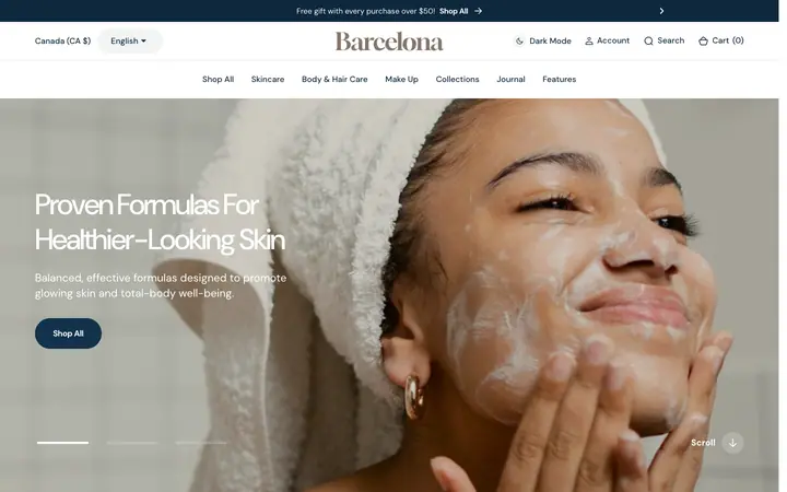Barcelona Shopify teması demo mağaza görünümü