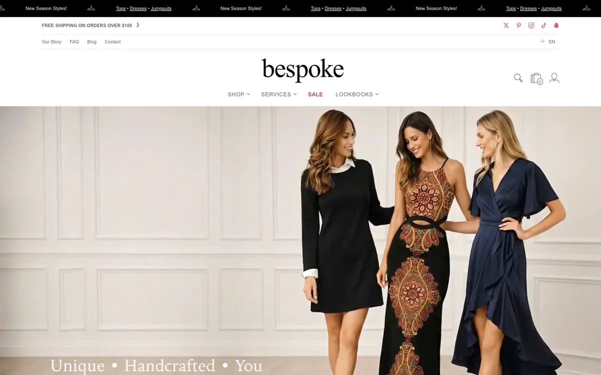 Bespoke teması demo mağaza