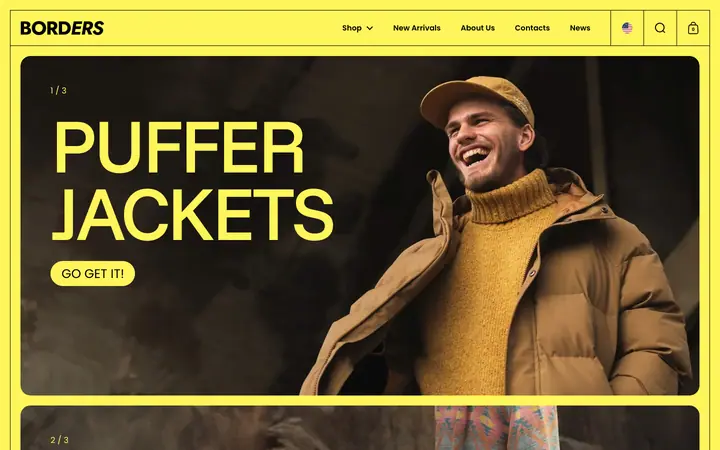 Borders Shopify teması demo mağaza görünümü