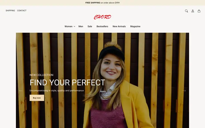 Chord Shopify teması demo mağaza görünümü