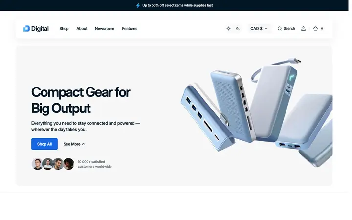 Digital Shopify teması demo mağaza görünümü