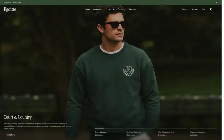 Egoiste Shopify teması demo mağaza görünümü