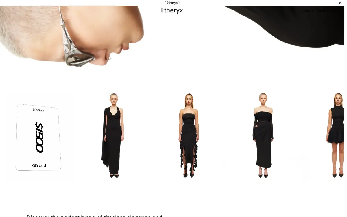 Etheryx teması demo mağaza