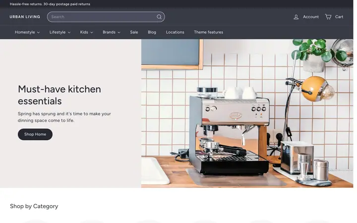 Expanse Shopify teması demo mağaza görünümü