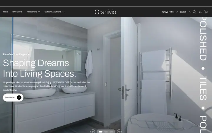 Granivio Shopify teması demo mağaza görünümü