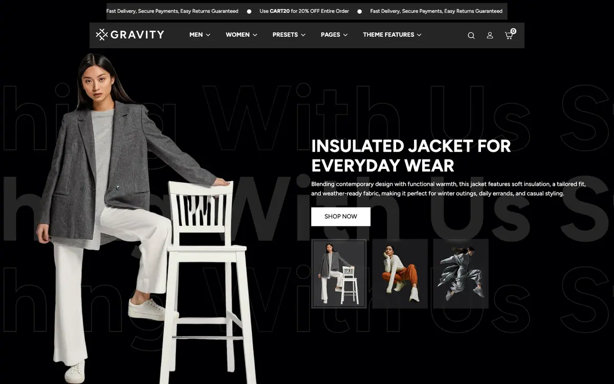 Gravity teması demo mağaza
