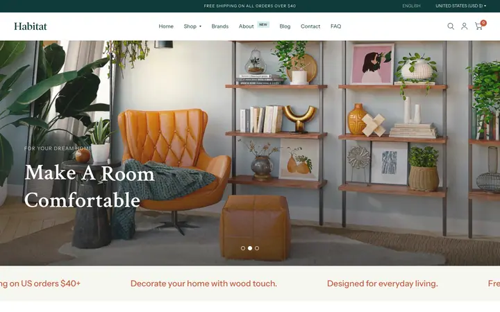Habitat Shopify teması demo mağaza görünümü