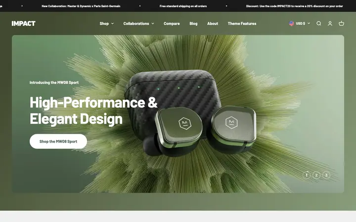 Impact Shopify teması demo mağaza görünümü