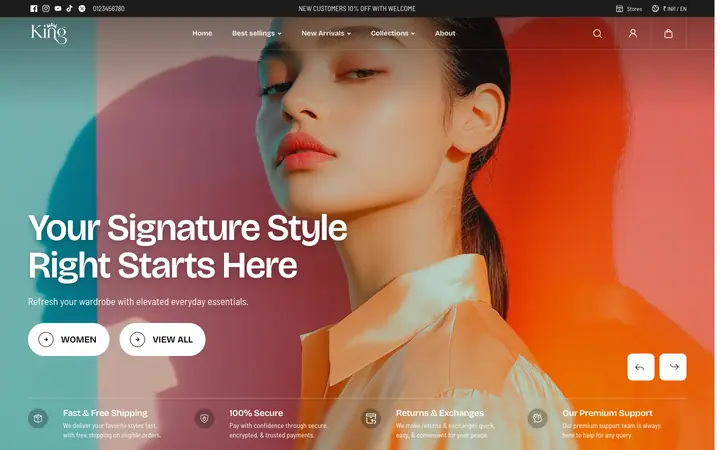 King Shopify teması demo mağaza görünümü