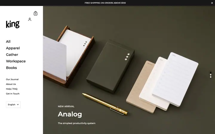 Kingdom Shopify teması demo mağaza görünümü