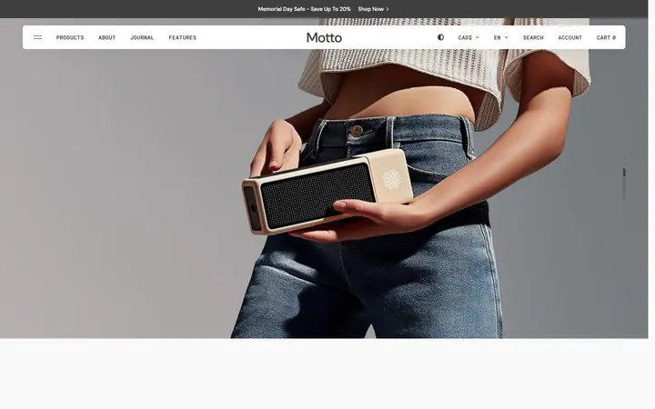 Motto Shopify teması demo mağaza görünümü