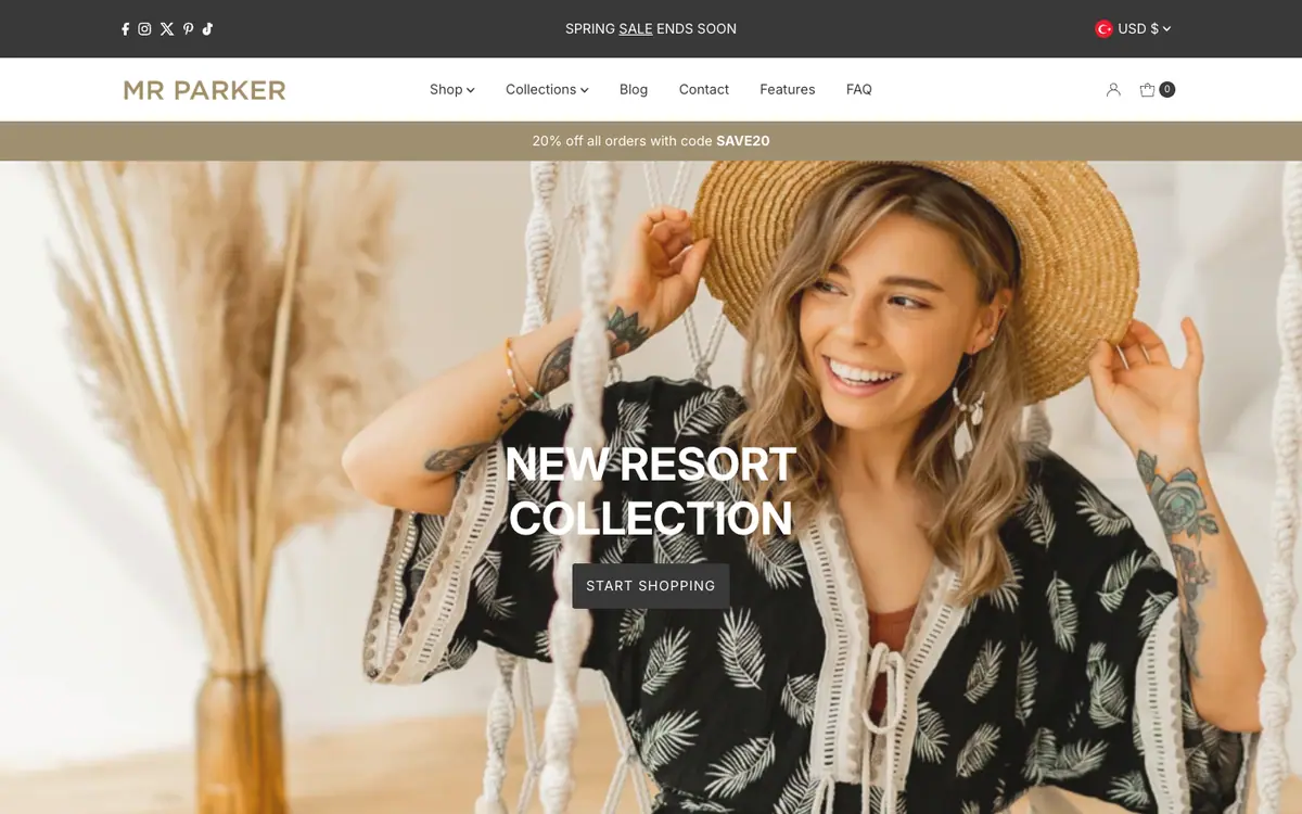 Mr-Parker teması demo mağaza