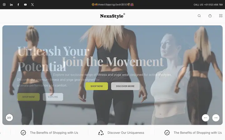 Nexa Shopify teması demo mağaza görünümü
