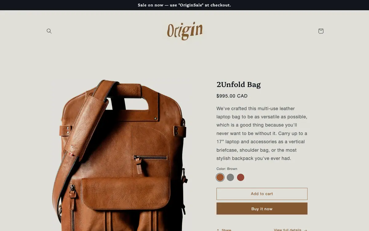 Origin teması demo mağaza