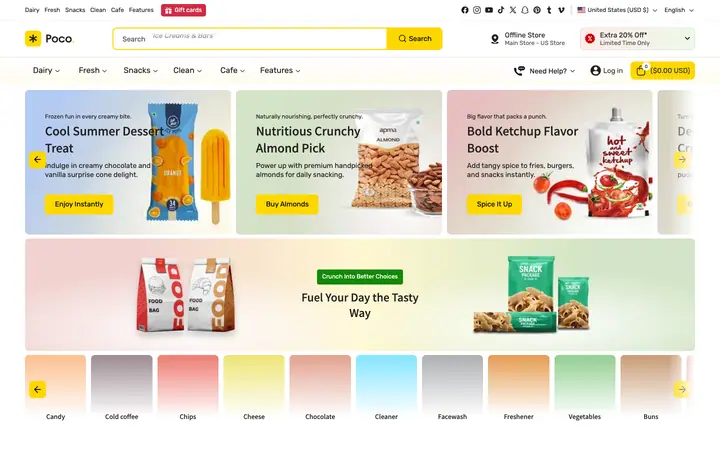 Poco Shopify teması demo mağaza görünümü