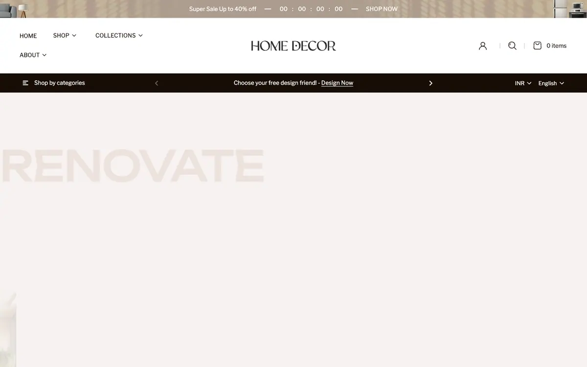 Renovate teması demo mağaza