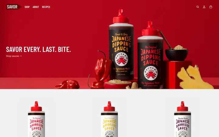 Savor Shopify teması demo mağaza görünümü