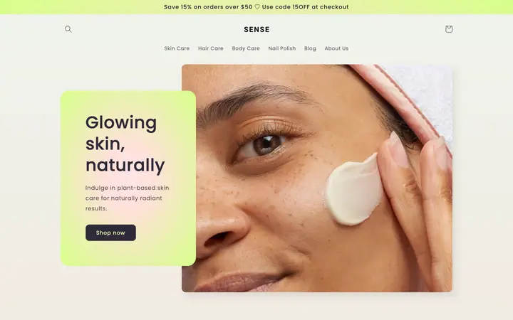 Sense Shopify teması demo mağaza görünümü