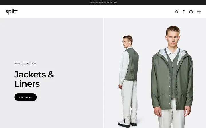 Split Shopify teması demo mağaza görünümü