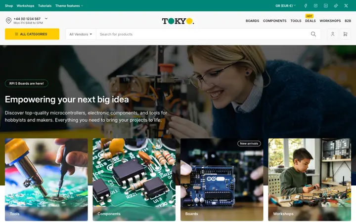 Tokyo Shopify teması demo mağaza görünümü