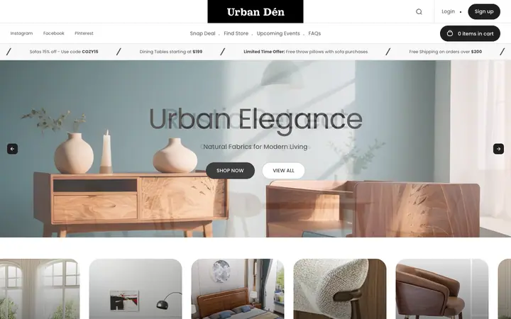 Urban Shopify teması demo mağaza görünümü