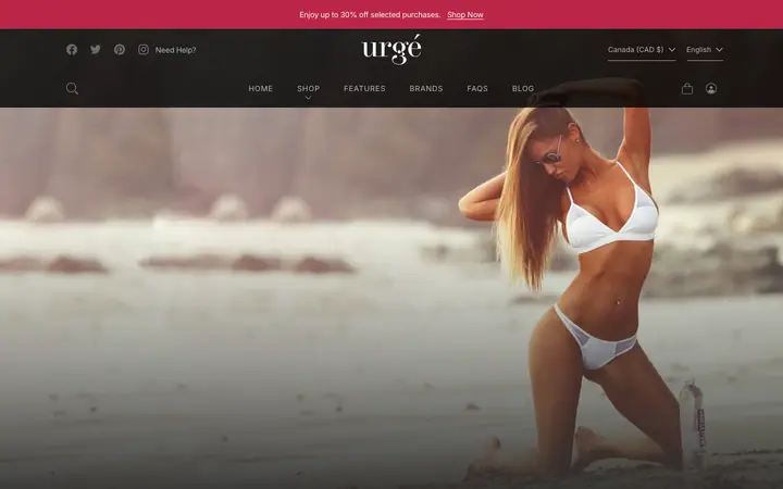 Urge Shopify teması demo mağaza görünümü