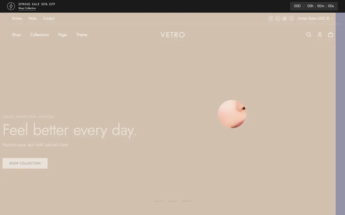 Vetro teması demo mağaza