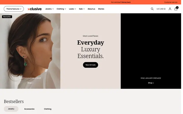 Xclusive Shopify teması demo mağaza görünümü